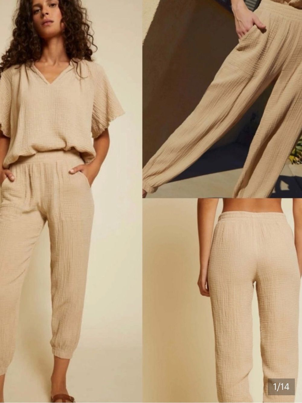 Nation LTD Cairo 100% Cotton Gauze Cropped Joggers
